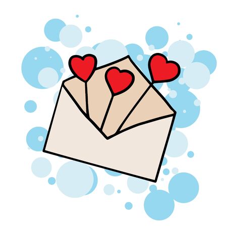  Doodle sketch envelope with a heart. Cartoon illustration of a letter to the day of St. Valentine on a white background.の写真素材