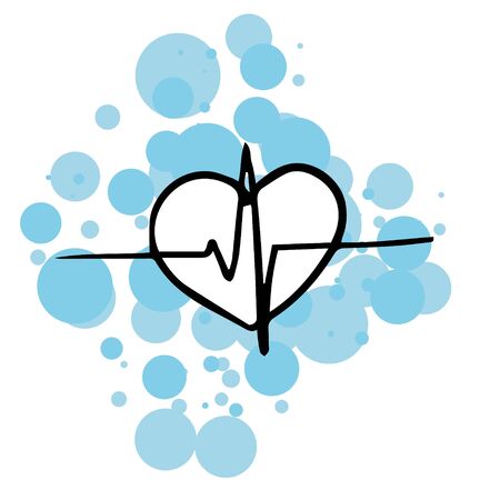 doodle sketch heart with cardiogram line. A simple, flattering illustration.のイラスト素材