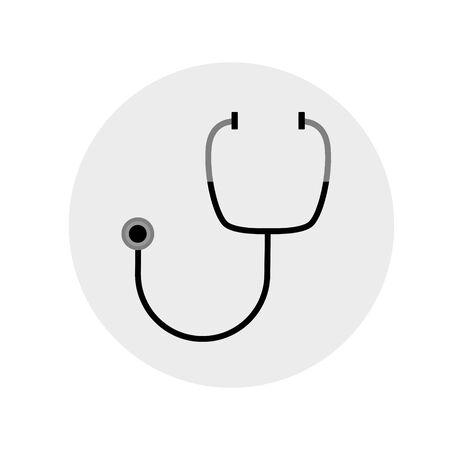 A simple, flat illustration of a medical stethoscope. Illustration for icons, buttonsのイラスト素材