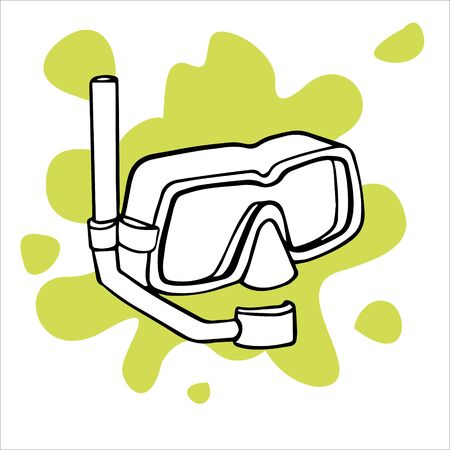 Doodles sketch illustration swimming mask. Simple flat illustration of swimming equipmentのイラスト素材
