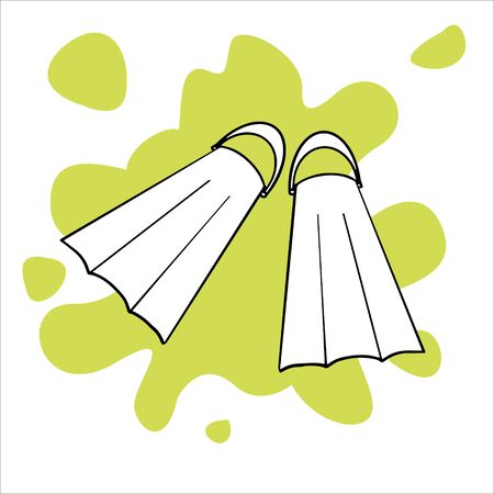 Doodles sketch illustration of flippers. Simple flat illustration of swimming equipmentのイラスト素材