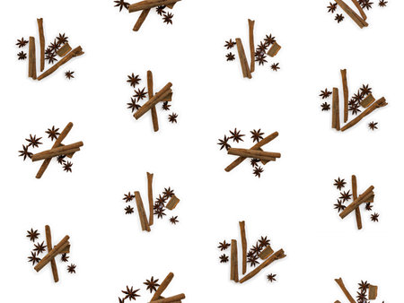 Star anise and cinnamon Christmas infinite pattern wallpaperの写真素材