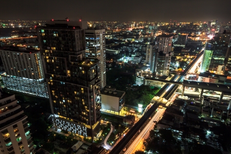 Night light of bangkok city thailandの写真素材