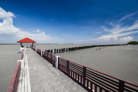 pier, pavilion, Thai riverの写真素材