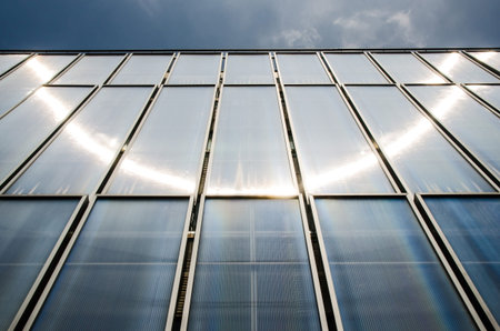 Sun flare reflection on building like solar cell