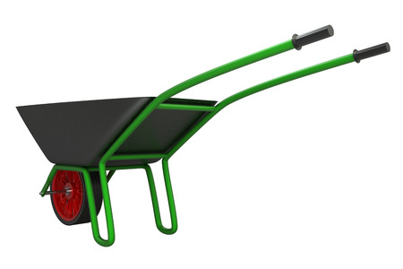 Wheelbarrow, isolated on a white illustration of 3D  high definitionの写真素材