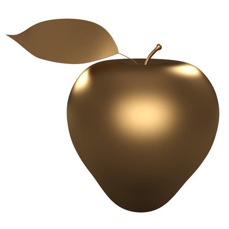 Golden Apple  white background  isolated  3Dの写真素材