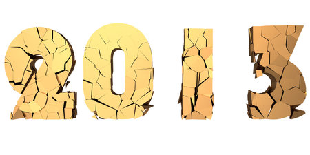 2013, numbers destroyed  Isolated white background  3dの写真素材