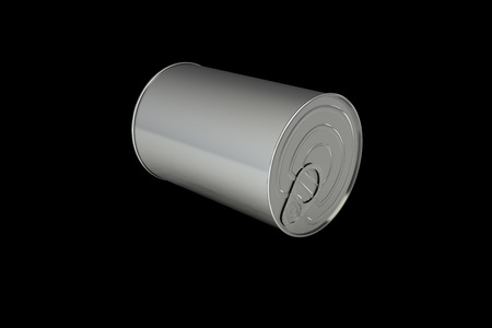 Metal Tin Can. isolated on black background. 3d illustrationの写真素材