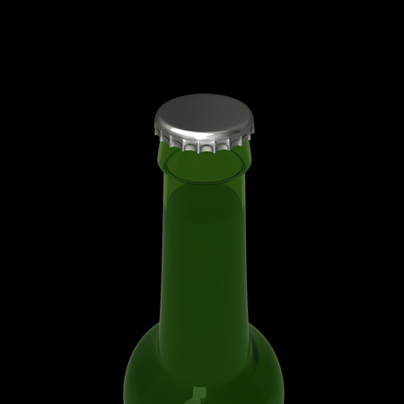 Glass Beer Bottle. isolated on black background. 3d illustrationの写真素材