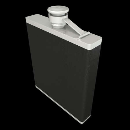 hip flask. isolated on black background. 3d illustrationの写真素材