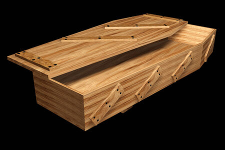 coffin. isolated on black background. 3d illustrationの写真素材