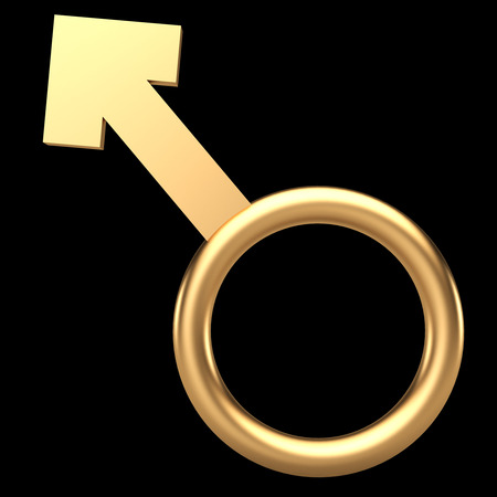 male symbol. isolated on black background. 3d illustrationの写真素材