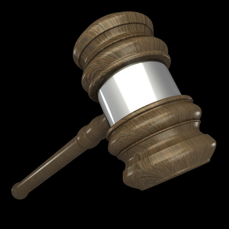 Judge gavel. isolated on black background 3d illustration. high resolutionの写真素材