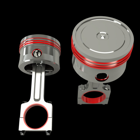 Engine piston isolated on black background. 3d renderの写真素材