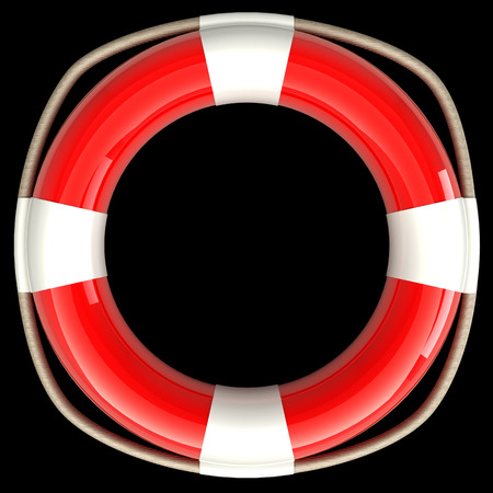 Lifebuoy. realistic. isolated on black background. 3d illustrationの写真素材