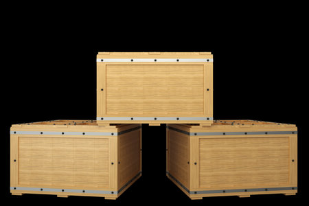 wooden crate. isolated on black background. 3d illustration