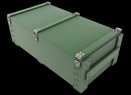 Military box of ammunition. isolated on black background. 3dの写真素材