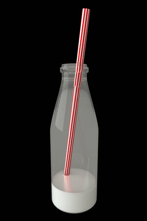 Milk bottle. realistic. isolated on black background. 3d illustrationの写真素材