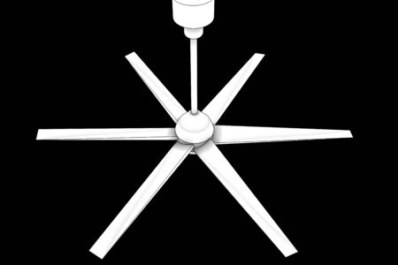 ceiling fan. Isolated on black background. 3dの写真素材