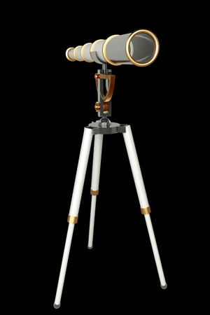 spyglass. isolated on black background 3d illustration. high resolutionの写真素材