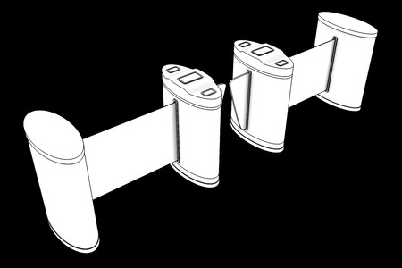 metallic turnstile. isolated on black background. 3dの写真素材