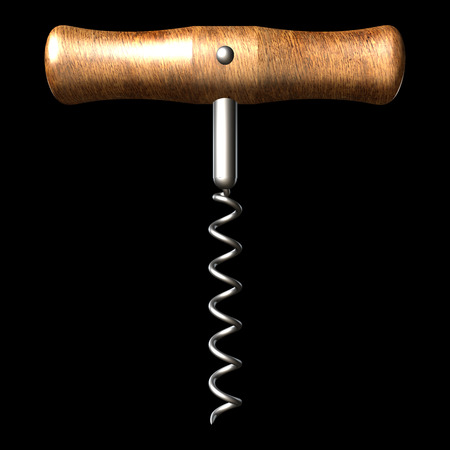 Corkscrew. isolated on black background. 3d illustrationの写真素材