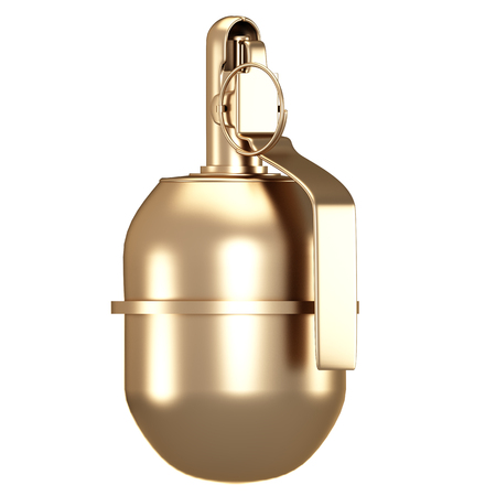 Golden grenade. isolated on white background. 3d illustration.の写真素材