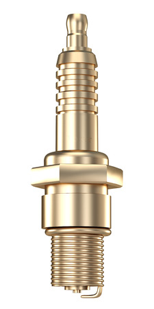 Collection of gold objects. Golden spark plug. isolated on white background. 3d illustration.の写真素材