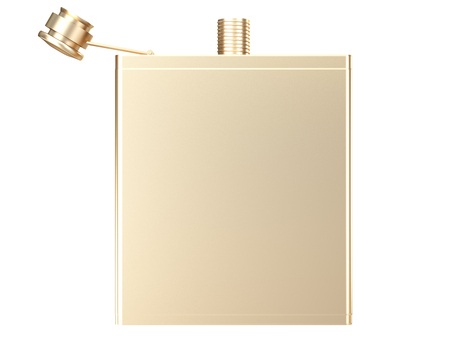 Golden Hip flask. isolated on white background. 3d illustration.の写真素材