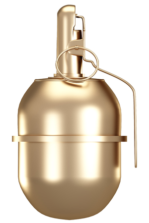 Golden grenade. isolated on white background. 3d illustration.の写真素材