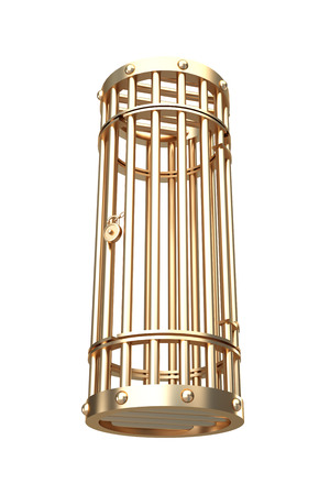 Collection of gold objects. A cage. isolated on white background. 3d illustration.の写真素材