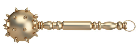 Golden scepter (mace). isolated on white background. 3d illustration.の写真素材