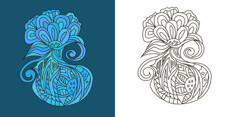 Abstract doodles (zen tangles) in strange flower formのイラスト素材