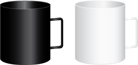 Two big black and white cups with handleのイラスト素材