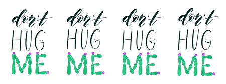 Cute cactus quote about hug and love. All letterings are isolated on white background.のイラスト素材