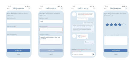 Chat bot window ui for smart phone. Dialog design can be used as a part of support application or website.のイラスト素材
