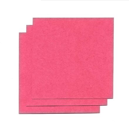 Red sheets of paper for notes isolated on white backgroundの写真素材