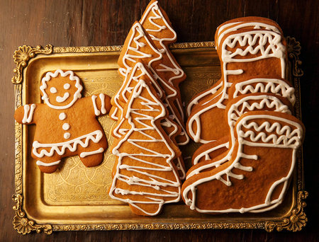 Gingerbread in a golden tray