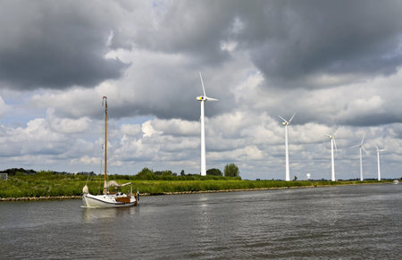 The typical view of canal in Friesland