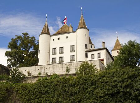 Nyon Castle is a 12th century fortress above Lake Genevaのeditorial素材