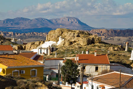 Guadix is a small city and is famous for its cave houses.の写真素材