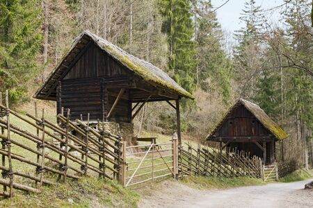 Open-Air Museum Stuebing: Flax-scutching shed, Baierdorf (Styria)のeditorial素材