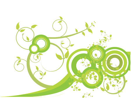 Green leaves with spirals and splashesのイラスト素材