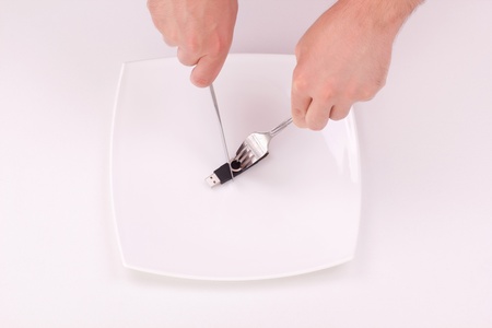 funny pictures of usb stick isolated on whiteの写真素材