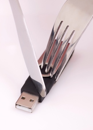 recycling usb memory stick isolated on whiteの写真素材