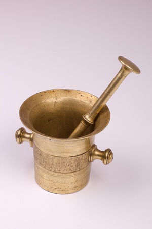 Antique bronze mortar and pestleの写真素材