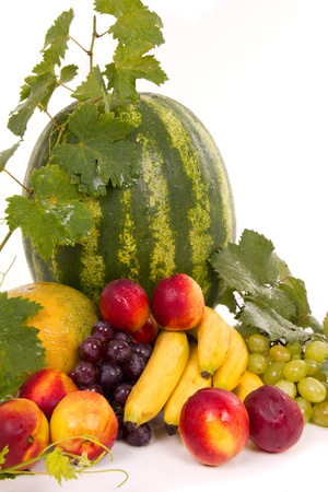 fresh fruit on white backgroundの写真素材