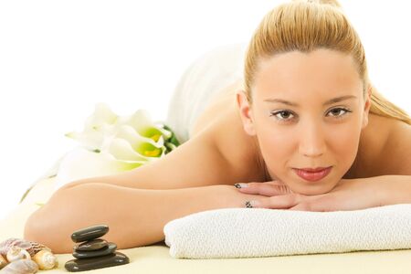 young beautiful woman in spa salonの写真素材