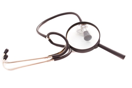 The stethoscope isolated on the white backgroundの写真素材